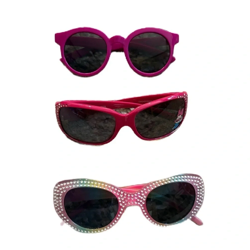 Toddler Girls Sunglasses Bundle Lot Disney Minnie Mouse Pink Rhinestone